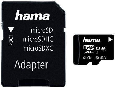 Carduri de memorie - Card de memorie HAMA 64GB cu adaptor, 80mb/s microSDXC UHS-I