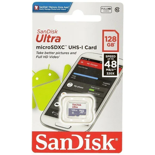 Card de memorie SanDisk Ultra 128GB, viteza 48MB/S, clasa 10, cu adaptor [0]