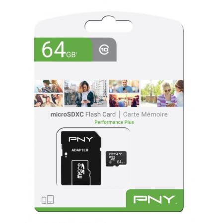 Card Memorie microSDXC PNY Performance Plus, 64Gb, Clasa 10, Cu Adaptor [0]