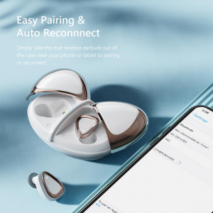 Casti bluetooth 5.0 Hi-Fi TWS Melofun M2 fara fir (wireless), control audio, handsfree, rezistente la apa IPX7, white [1]