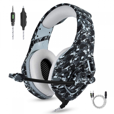 Casti Gaming - Casti Gaming Onikuma K1, Surround Sound 7.1, Microfon Noise Cancelling, Zero Ear Pressure, Multi Platform, Gri