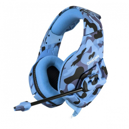 Casti Gaming - Casti Gaming DC-Onikuma K1, Surround Sound 7.1, Microfon Noise Cancelling, Zero Ear Pressure, Multi Platform -Camouflage  Albastru