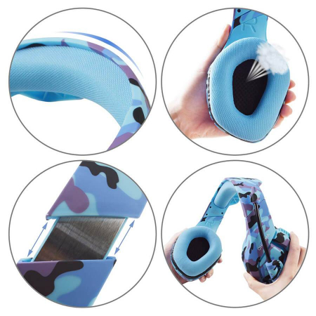 Casti Gaming DC-Onikuma K1, Surround Sound 7.1, Microfon Noise Cancelling, Zero Ear Pressure, Multi Platform -Camouflage  Albastru [2]