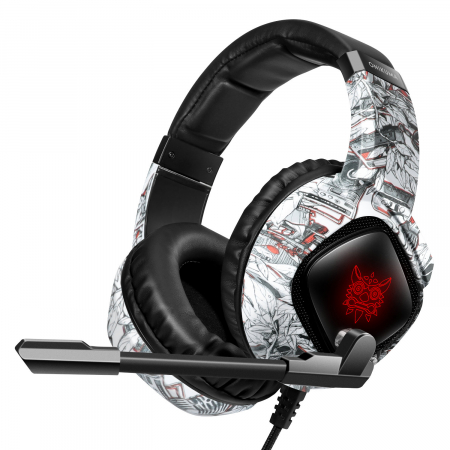 Casti Gaming Onikuma K19 Profesionale, Iluminare RGB, Surround Sound 7.1, Microfon Noise Cancelling, Zero Ear Pressure - Camouflage Gri [1]