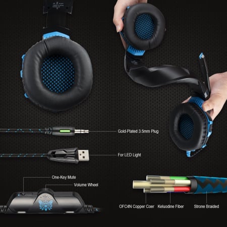 Casti Gaming Onikuma K2 PRO, Microfon Noise Cancelling, Zero Ear Pressure, Multi Platform -Negru/ Albastru [3]