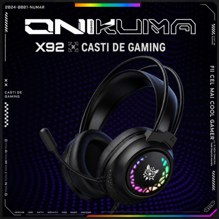 Casti Gaming ONIKUMA X92 RGB cu Microfon 360°, Sunet 3D Surround si Difuzoare 50mm [7]