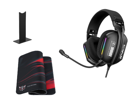 Casti Gaming - SET Gaming Onikuma cu Casti X12, MousePad, si Stand birou negru