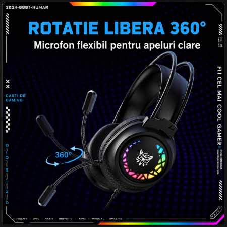 Casti Gaming ONIKUMA X92 RGB cu Microfon 360°, Sunet 3D Surround si Difuzoare 50mm [5]