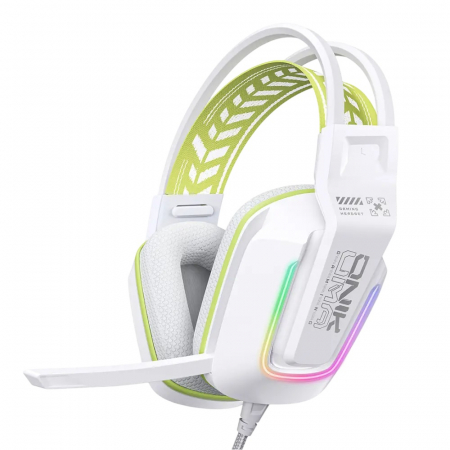 Gaming - Casti Gaming Onikuma X13 Profesionale, Iluminare RGB, Microfon Noise Cancelling, Zero Ear Pressure, Multi Platform - Alb