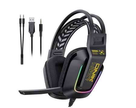 Casti Gaming - Casti Gaming Onikuma X13 Profesionale, Iluminare RGB, Microfon Noise Cancelling, Zero Ear Pressure, Multi Platform - Negru