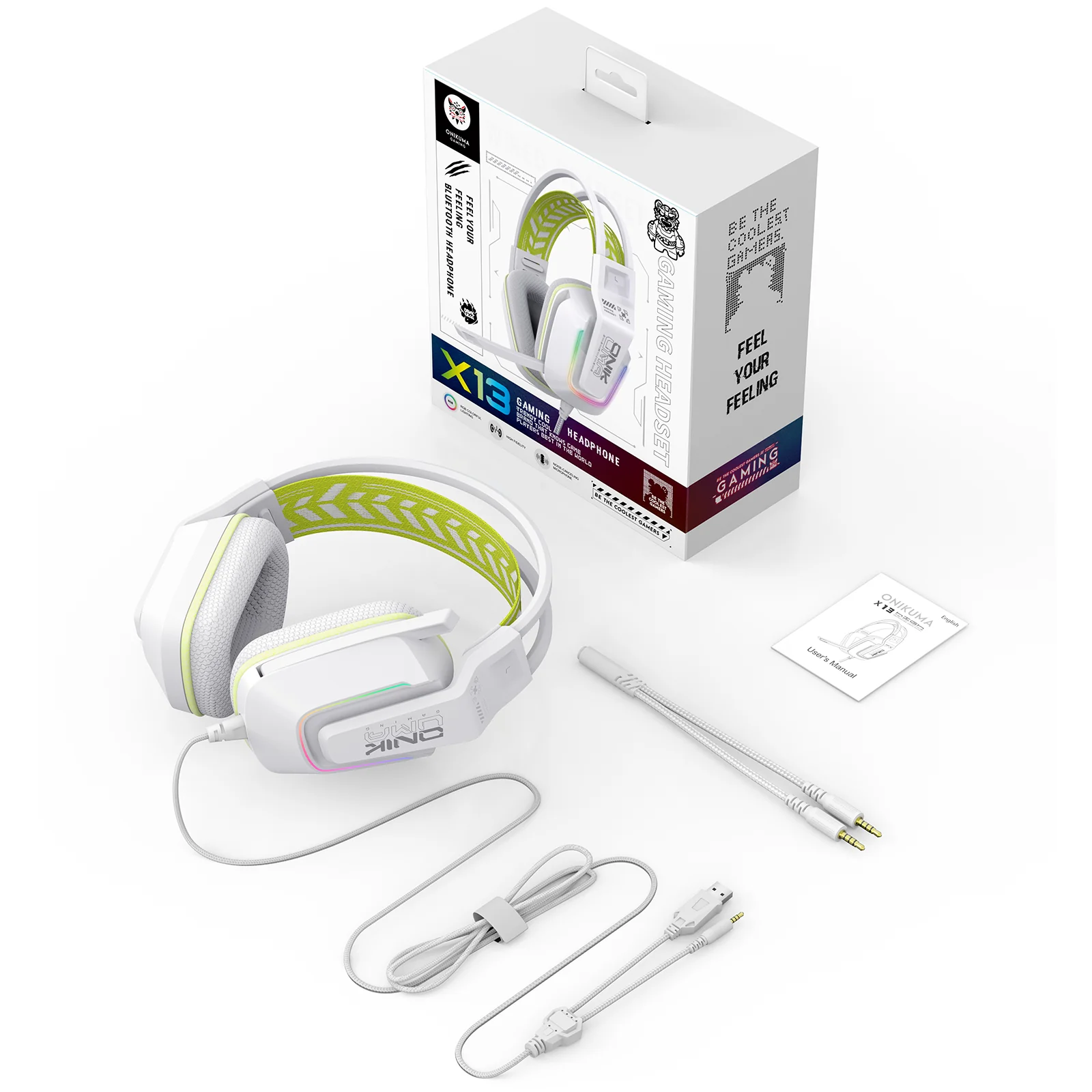 Casti Gaming Onikuma X13 Profesionale, Iluminare RGB, Microfon Noise Cancelling, Zero Ear Pressure, Multi Platform - Alb [8]