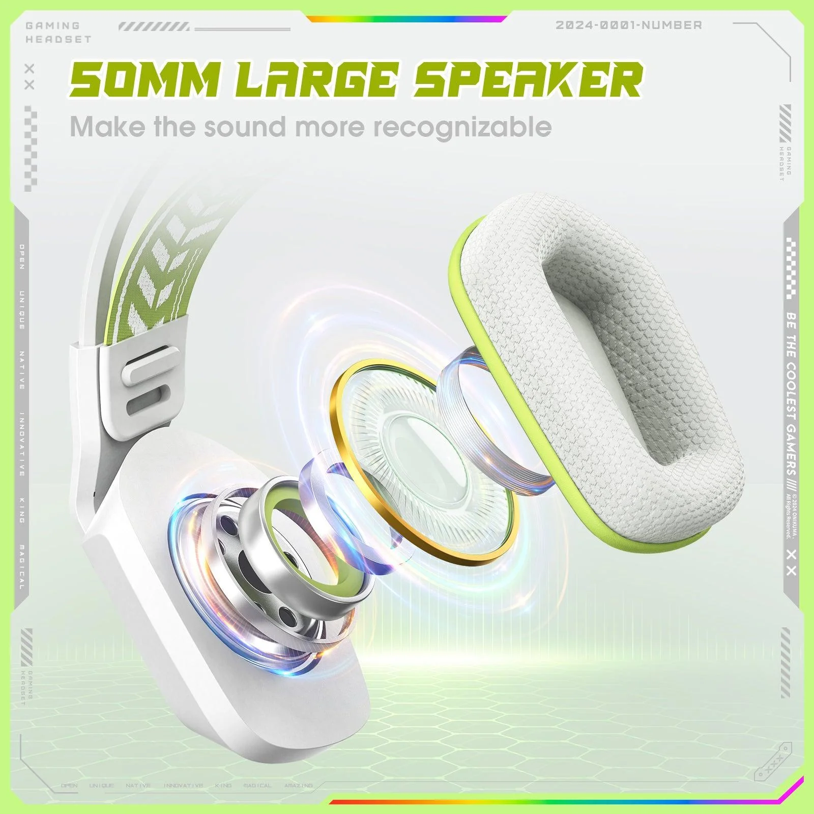 Casti Gaming Onikuma X13 Profesionale, Iluminare RGB, Microfon Noise Cancelling, Zero Ear Pressure, Multi Platform - Alb [6]
