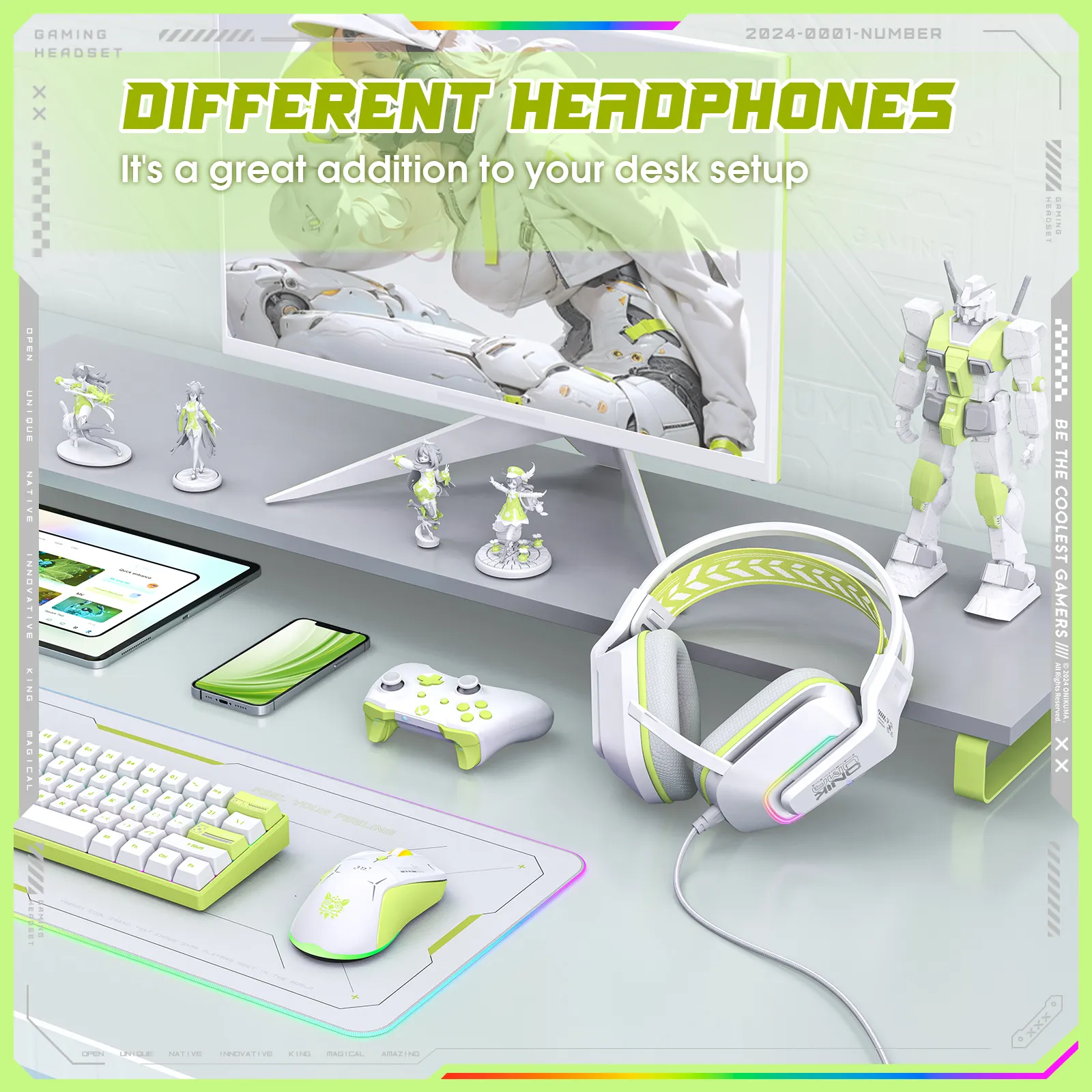 Casti Gaming Onikuma X13 Profesionale, Iluminare RGB, Microfon Noise Cancelling, Zero Ear Pressure, Multi Platform - Alb [7]