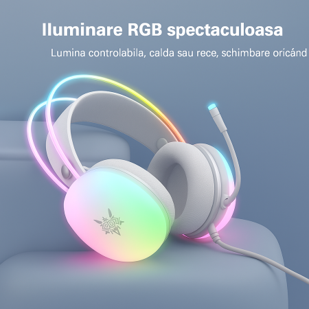 Casti Gaming Onikuma X25 Negru, RGB, Difuzoare 50 mm, Sunet Stereo 3D, Microfon cu Anulare Zgomot 360°, Memory Foam, Jack 3.5 mm + USB, Compatibile PC, PS5, PS4, Xbox, Switch, Mac [8]