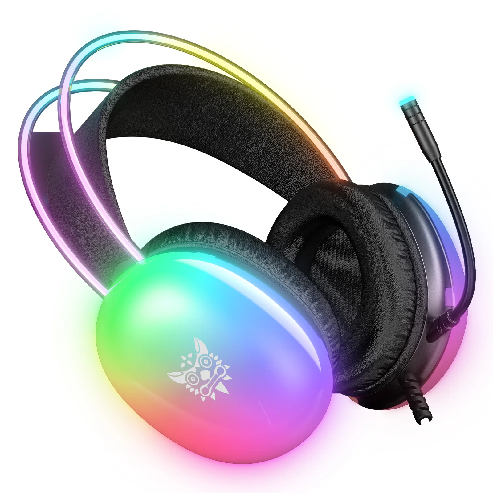 Casti Gaming Onikuma X25 Negru, RGB, Difuzoare 50 mm, Sunet Stereo 3D, Microfon cu Anulare Zgomot 360°, Memory Foam, Jack 3.5 mm + USB, Compatibile PC, PS5, PS4, Xbox, Switch, Mac [1]