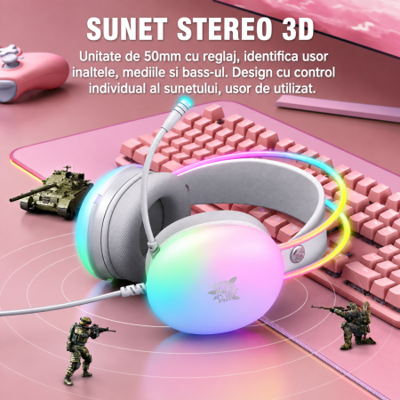 Casti Gaming Onikuma X25 Negru, RGB, Difuzoare 50 mm, Sunet Stereo 3D, Microfon cu Anulare Zgomot 360°, Memory Foam, Jack 3.5 mm + USB, Compatibile PC, PS5, PS4, Xbox, Switch, Mac [6]