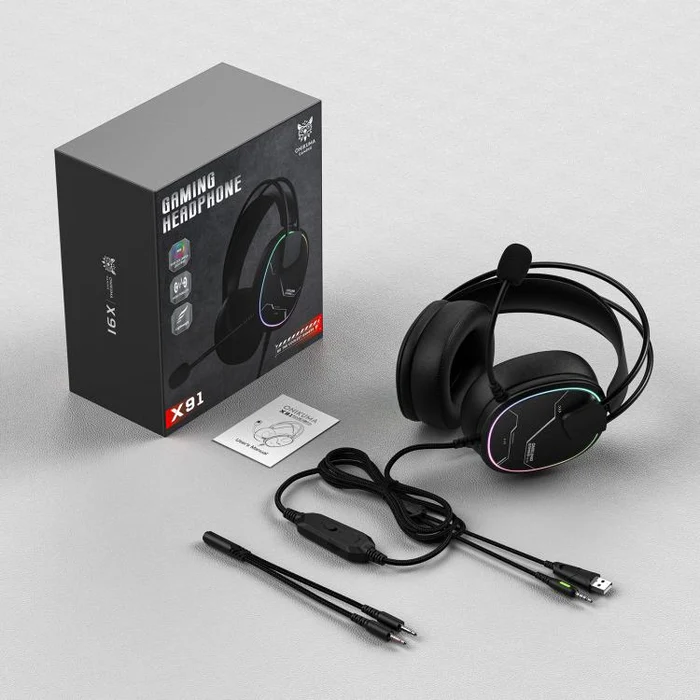 Casti Gaming ONIKUMA X91, RGB, Microfon HD cu Anulare Zgomot, Difuzoare 50 mm, USB + Jack 3.5 mm, Compatibile PC, PS4, Nintendo Switch, Telefon, Mac, Negru [7]