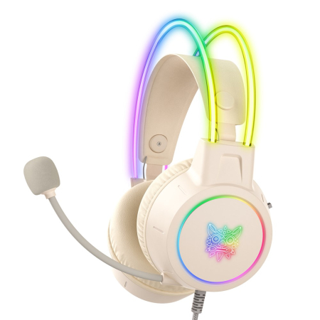 Casti Gaming ONIKUMA X15 PRO, 50MM, Microfon Noise Cancelling, Iluminare RGB, Design Ergonomic, Audio Surround Stereo, Bej [2]