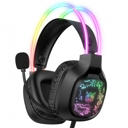 Gaming - Casti Gaming Onikuma X22 Profesionale, Iluminare RGB, Microfon Noise Cancelling, Zero Ear Pressure, Multi Platform - Alb
