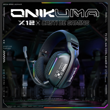 SET Gaming Onikuma cu Casti X12, MousePad, si Stand birou negru [9]