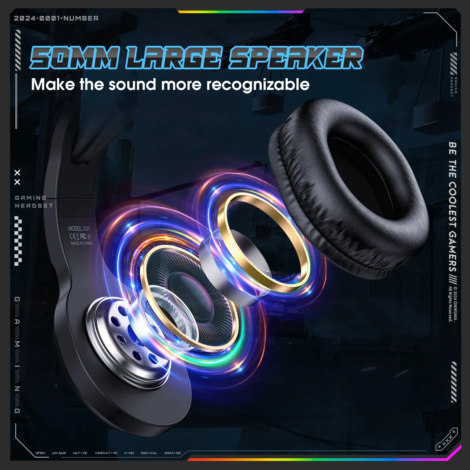 Casti Gaming Onikuma X31 Profesionale, Iluminare RGB, Microfon Noise Cancelling, Zero Ear Pressure, Multi Platform - Negru [5]