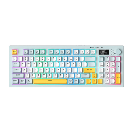 Tastaturi Gaming - Tastatură Wireless ONIKUMA G80, 94 Taste, RGB Rainbow, Bluetooth 5.0 + 2.4GHz + USB-C, Ecran LCD, Buton Multimedia, Baterie 2000mAh, Bleu