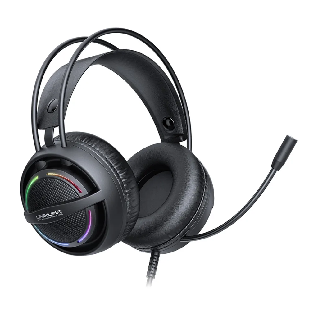 Casti Gaming - Căști Gaming ONIKUMA X88 RGB, Difuzoare 50 mm, Microfon 360° cu Anulare Zgomot, Sunet Surround Stereo, USB + Jack 3.5 mm, Compatibile PC, Laptop, PS4, PS5, Telefon, Negru