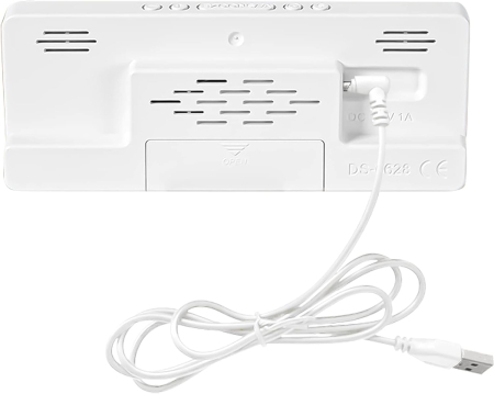 Ceas de interior cu design modern, activare vocala, iluminare discreta pe timp de noapte, 6628, temperatura, alarma, snooze, alb [6]