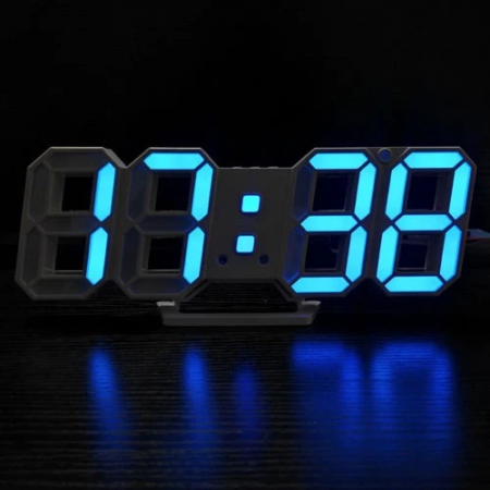 Ceas de mari dimensiuni cu termometru, alarma, alimentare la priza, alb-albastru [6]