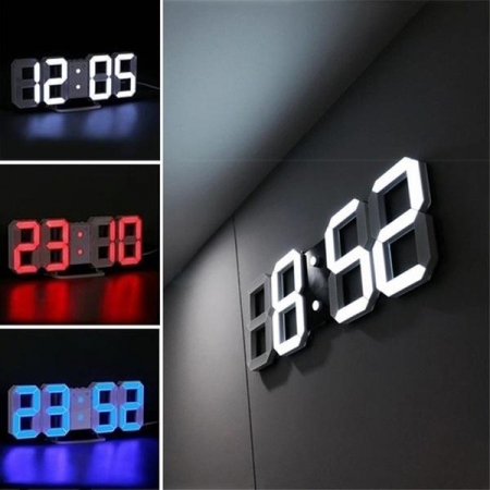 Ceas de mari dimensiuni cu termometru, alarma, alimentare la priza, alb [7]