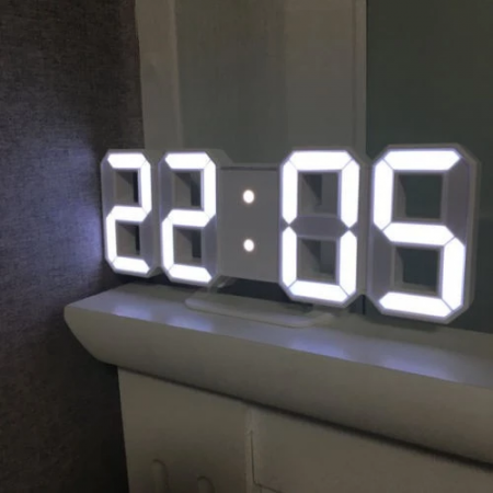Ceas de mari dimensiuni cu termometru, alarma, alimentare la priza, alb [8]