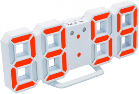 Ceas de mari dimensiuni cu termometru, alarma, alimentare la priza, alb cu rosu 6609 [5]