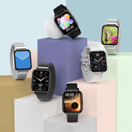 Ceas inteligent (smartwatch) Optimus AT DTX ecran cu touch 1.78 inch color HD, ECG, Sp02, puls, moduri sport, notificari, curea metalica black [5]