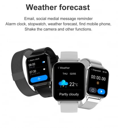 Ceas inteligent (smartwatch) Optimus AT DTX ecran cu touch 1.78 inch color HD, ECG, Sp02, puls, moduri sport, notificari, curea metalica black [4]