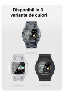 Ceas inteligent (smartwatch) cu design retro Optimus AT I2 ecran 0.96 inch color puls, moduri sport, notificari, army [2]