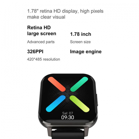 Ceas inteligent (smartwatch) Optimus AT DTX ecran cu touch 1.78 inch color HD, ECG, Sp02, puls, moduri sport, notificari, silicon black [3]