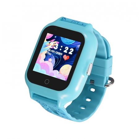 Ceas inteligent (smartwatch) pentru copii Optimus AT FG-01 cu localizare prin GPS, ecran 1.4 inch, apelare video, camera, buton SOS, perimetru blue