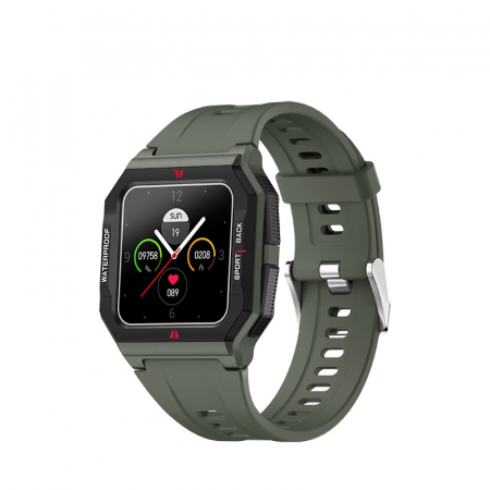 Ceas inteligent sport (smartwatch) FT10, rezistent la apa IP68, ecran 1.3 inch, functii multiple, verde army [0]
