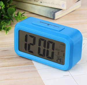Ceasuri birou - Ceas multifunctional cu iluminare discreta pe timp de noapte, Optimus AT 3414 termometru, alarma, snooze, albastru