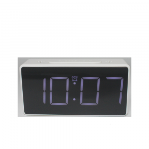 Ceasuri birou - Ceas multifunctional cu design minimalist, model 8039 termometru, alarma, snooze, baterii / priza, alb