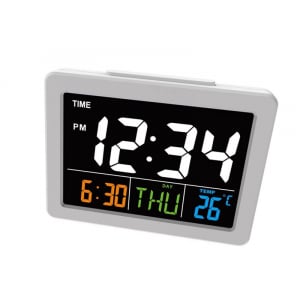Ceas multifunctional cu cifre mari, Optimus AT G2000 termometru, alarma, snooze, baterii / priza, alb [1]