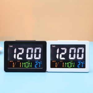 Ceas multifunctional cu cifre mari, Optimus AT G2000 termometru, alarma, snooze, baterii / priza, alb [2]