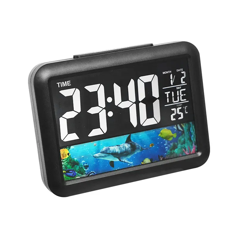 Termohigrometre - Ceas multifunctional cu cifre mari, Optimus AT 7002B termometru, alarma, snooze, baterii / priza, negru