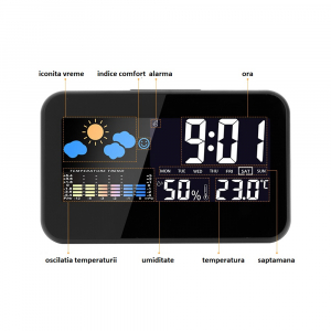 Ceas multifunctional Optimus AT 2618 termometru higrometru alarma [2]