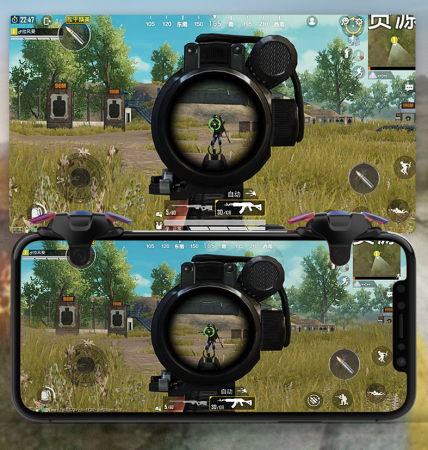 CK3 butoane metalice speciale de gaming, 2 bucati, actionare tripla tip click, pentru telefoane mobile, compatibile PUBG, ABS [5]