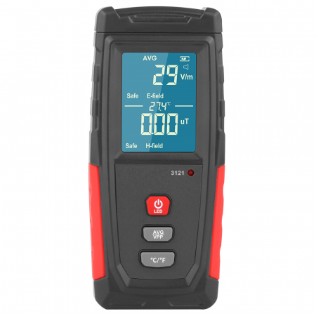 Detectoare - Detector radiatii electromagnetice Optimus Wintact 3121 unde electrice si magnetice, termometru, gri rosu