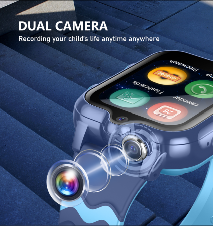 FG45 Ceas cu Android pentru copii, ecran 1.69 inch cu apelare audio, video, 4G, GPS, (smartwatch) albastru [8]