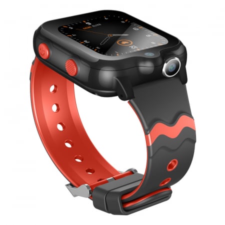 FG45 Ceas cu Android pentru copii, ecran 1.69 inch cu apelare audio, video, 4G, GPS, (smartwatch) negru/rosu [7]