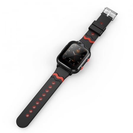 FG45 Ceas cu Android pentru copii, ecran 1.69 inch cu apelare audio, video, 4G, GPS, (smartwatch) negru/rosu [4]