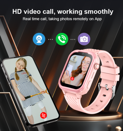 FG60 Ceas cu Android pentru copii, ecran 1.83 inch cu apelare audio, video, 4G, GPS, (smartwatch) negru [10]